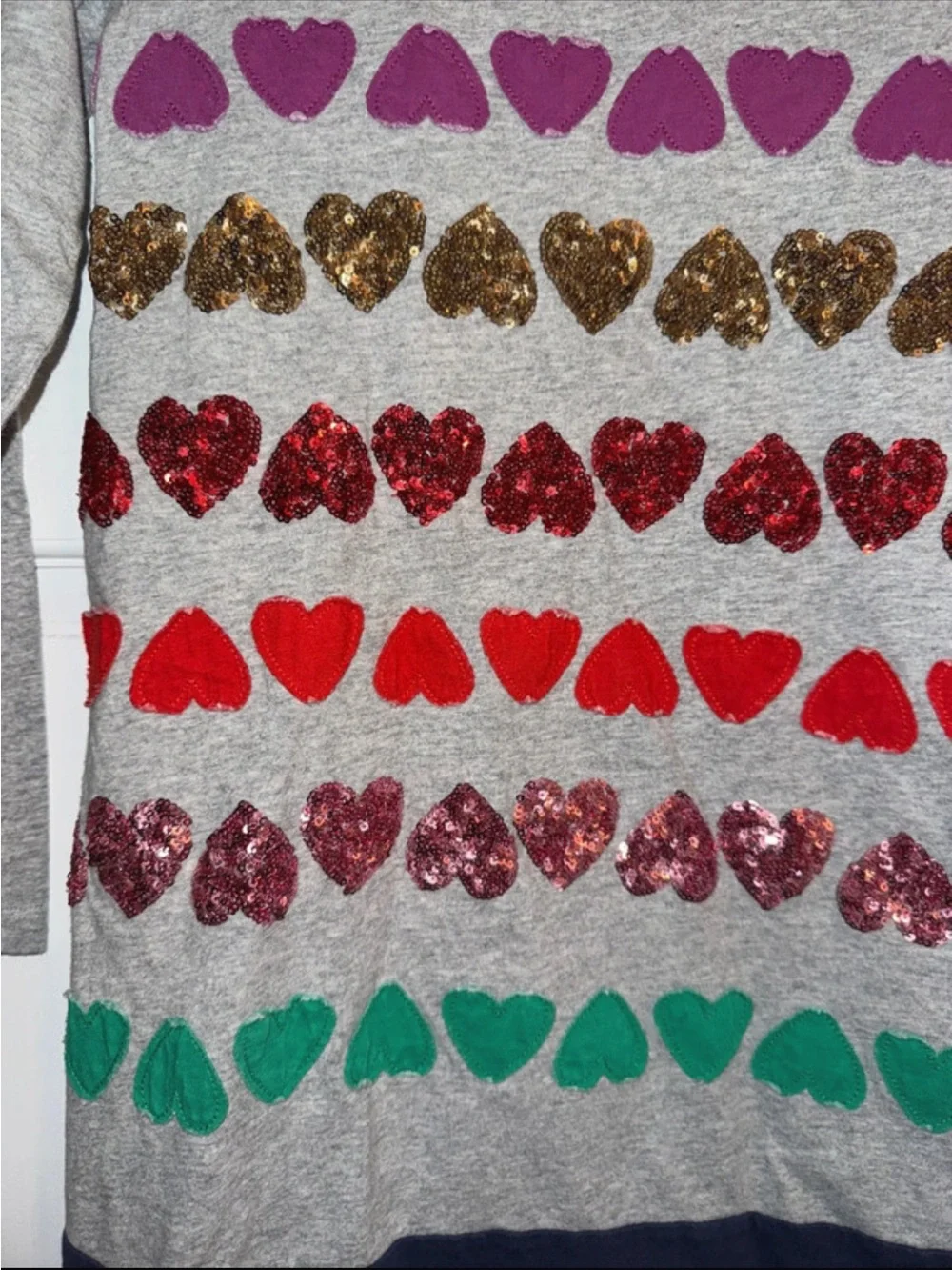 Boden Ida Hearts Appliqué Dress 9-10